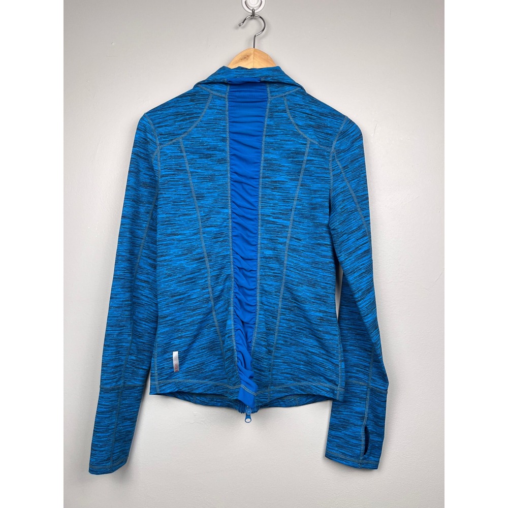 Zella Blue Space‎ Dye Full Zip Jacket S Studio Core Ruched Mesh Back Athleisure - Picture 7 of 12